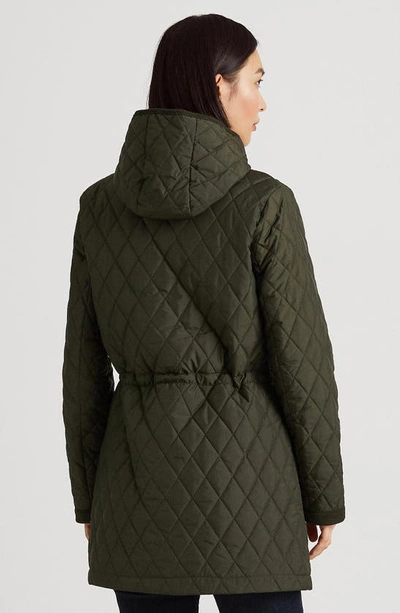 Shop Lauren Ralph Lauren Quilted Crest Hooded Coat In Litchfield Loden