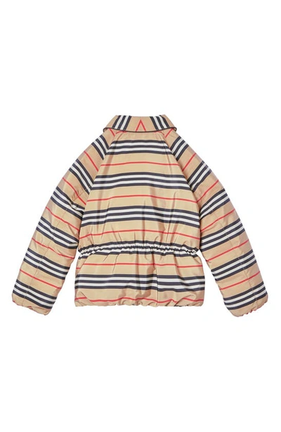 Shop Burberry Mollie Icon Stripe Down Jacket In Archive Beige Ip S