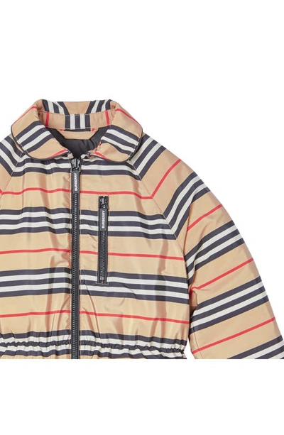 Shop Burberry Mollie Icon Stripe Down Jacket In Archive Beige Ip S