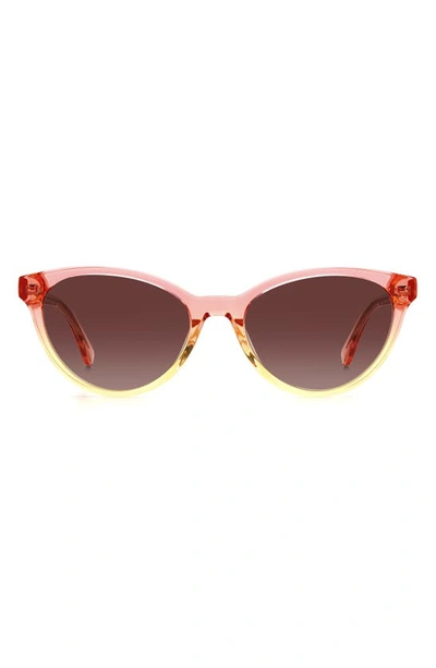 Shop Kate Spade Adeline 55mm Gradient Cat Eye Sunglasses In Pink / Brown Gradient