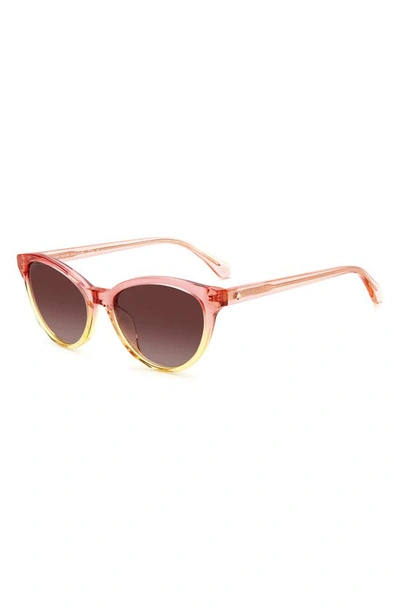 Shop Kate Spade Adeline 55mm Gradient Cat Eye Sunglasses In Pink / Brown Gradient