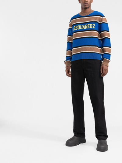 Shop Dsquared2 Pullover A Righe  In Blue