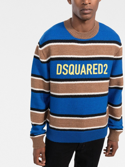 Shop Dsquared2 Pullover A Righe  In Blue