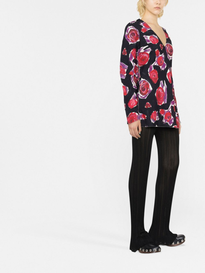 Shop Marni Camicia Lunga Spinning Roses In Black