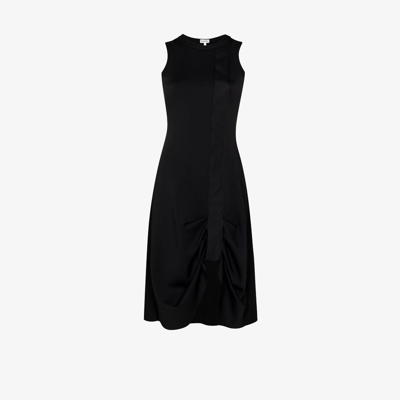 Shop Loewe Black Draped Midi Dress