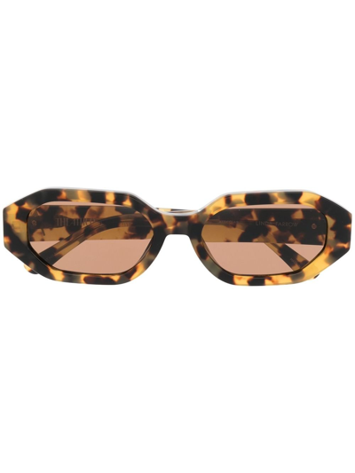 Shop Attico X Linda Farrow Brown Irene Tortoiseshell Sunglasses