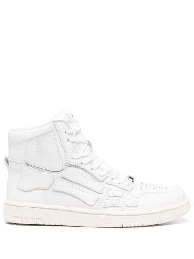 Shop Amiri White Skel Top Leather Sneakers