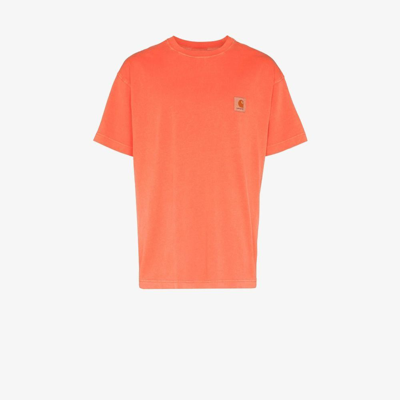 Shop Carhartt Chest Logo-patch T-shirt In Orange