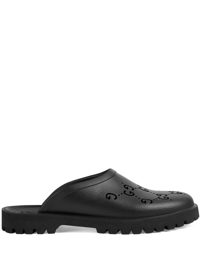 Shop Gucci Perforated G Rubber Clogs - Men's - Rubber In Black