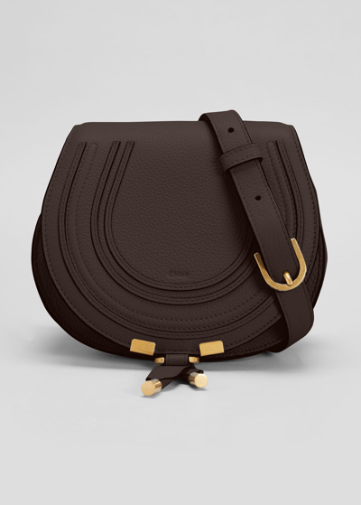 Shop Chloé Marcie Mini Whipstitch Saddle Crossbody Bag In Bold Brown