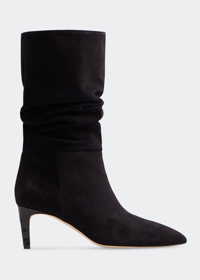 Shop Paris Texas 60mm Slouchy Suede Boots In Off Black
