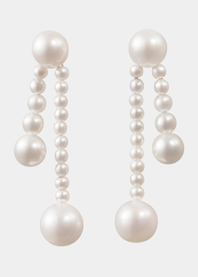 Shop Sophie Bille Brahe Ruban De Perle Short 2-strand Drop Earrings In Freshwater Pearls In Yg