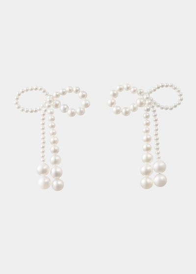 Shop Sophie Bille Brahe Grande Rosette De Pearls Large Bow Earrings In Freshwater Pearls In Yg
