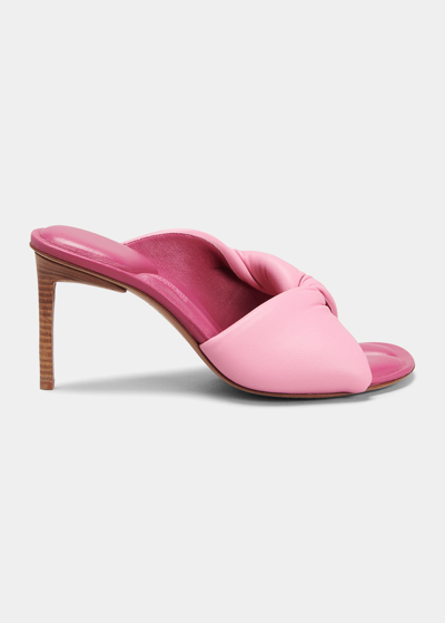 Shop Jacquemus Les Mules Bagnu Twisted Lambskin Sandals In Pink