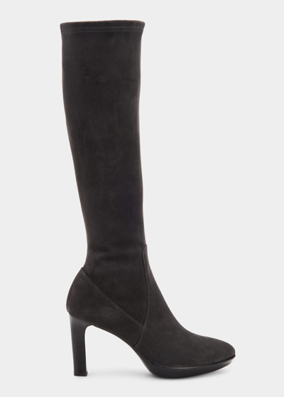 Shop Aquatalia Rhumba Ii Stretch Suede Knee Boots In Anthracite