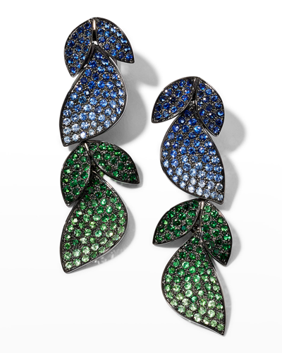 Shop Alexander Laut Tsavorite And Sapphire Leaf Earrings