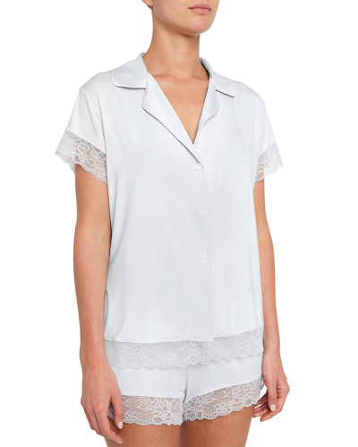 Eberjey Malou Lace-trim Short Pajama Set In Light Blue