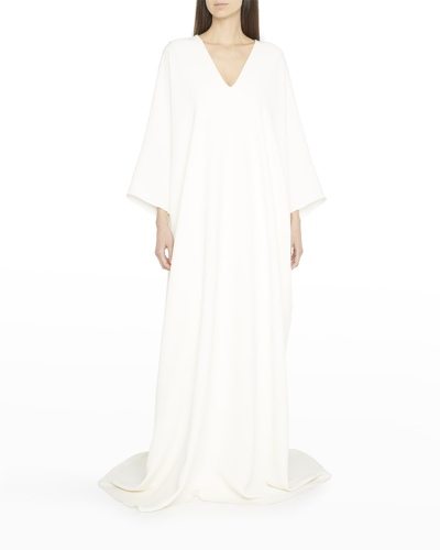 Shop The Row Meelo Plunging Silk Gown In Off White