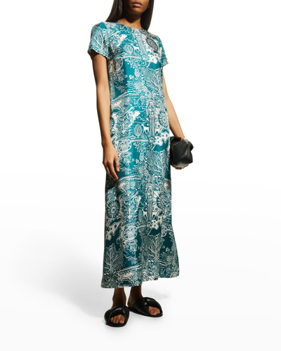 Shop La Doublej Ionic-print Silk Twill Maxi Swing Dress