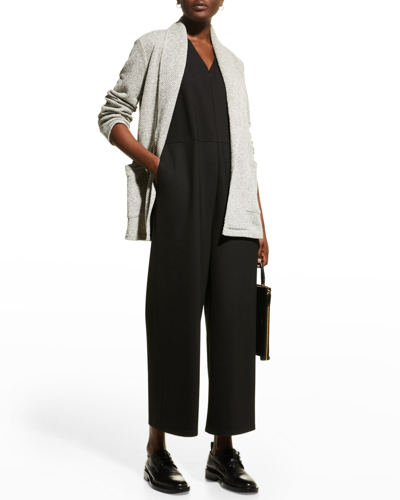 Shop Eileen Fisher Two-tone Open-front Terry Jacket In Ash