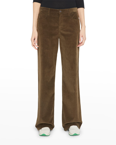 Shop The Row Eglitta Corduroy Wide-leg Pants In Dark Olive