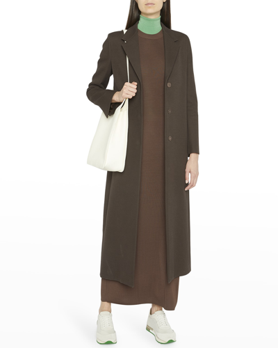 Shop The Row Sulle Straight-cut Long Coat In Dark Chocolate
