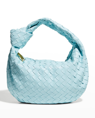 Shop Bottega Veneta Jodie Teen Intrecciato Napa Shoulder Bag In Pale Blue