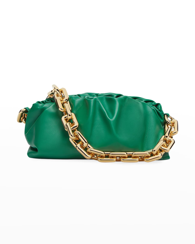 Shop Bottega Veneta Medium Ruched Napa Chain Pouch Bag In Racing Green