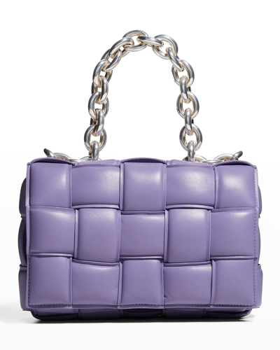 Shop Bottega Veneta Chain Cassette Padded Intrecciato Crossbody Bag In Lavender