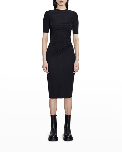 Shop Et Ochs Isabelle Ruched Midi Dress In Black