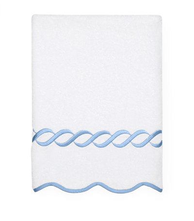 Shop Pratesi Cotton Treccia Hand Towel (50cm X 75cm) In Blue