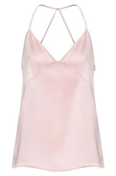 Shop Hugo Satin Regular-fit Camisole Top With Crossed Straps In Light Pink