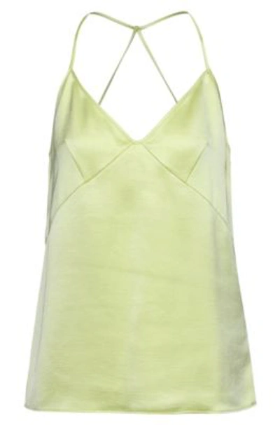 Shop Hugo Satin Regular-fit Camisole Top With Crossed Straps In Light Yellow