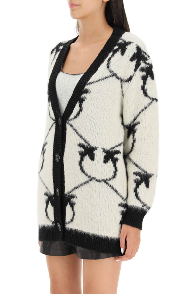 Shop Pinko Love Birds Alpaca And Wool Blend Cardigan In Multicolor