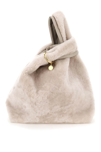Shop Simonetta Ravizza Shearling Furrissima Bag In Beige