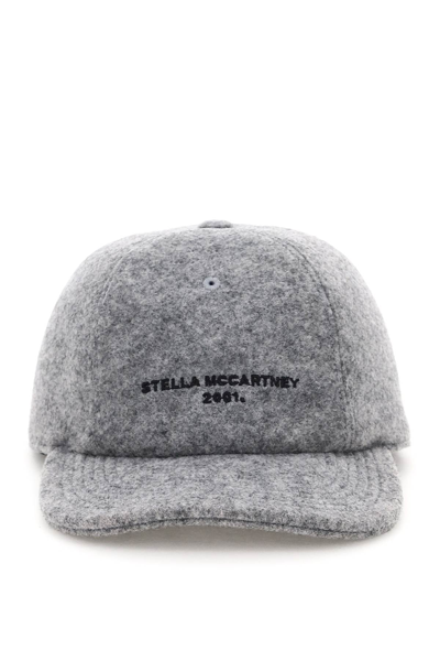 Shop Stella Mccartney Eco Felt Logo Baseball Cap In Grey
