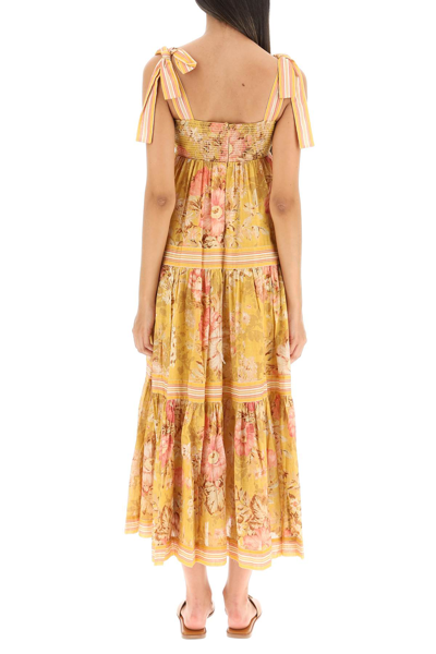 Shop Zimmermann Pattie Long Cotton Dress In Yellow