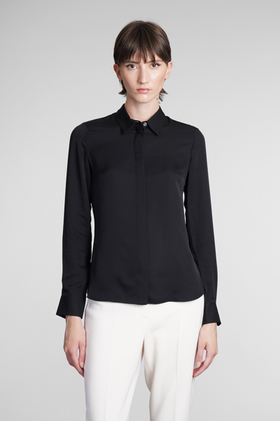 Shop Theory Classic Fitted Shirt Shirt In Black Silk
