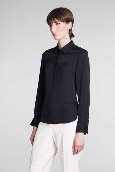 Shop Theory Classic Fitted Shirt Shirt In Black Silk
