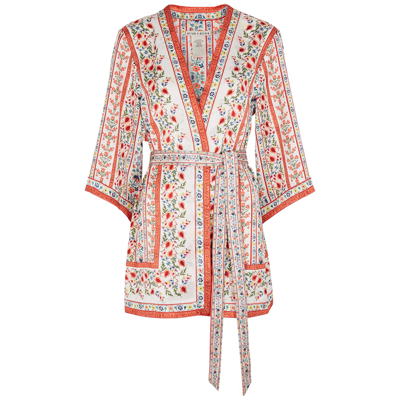 Shop Alice And Olivia Domino Printed Reversible Satin Kimono Jacket In Multicoloured