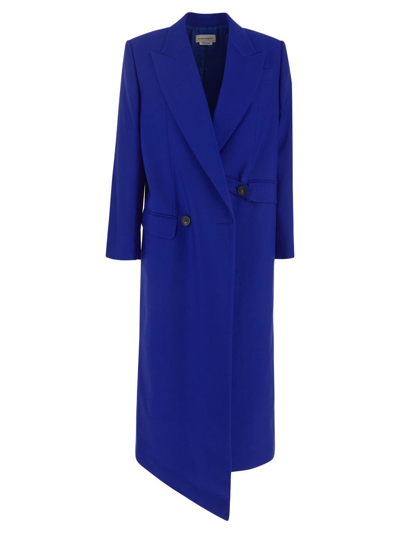 Shop Alexander Mcqueen Long Coat In Blue