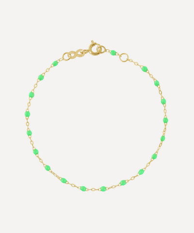 Shop Gigi Clozeau 18ct Gold Classic Gigi Resin Bead Bracelet In Neon Green