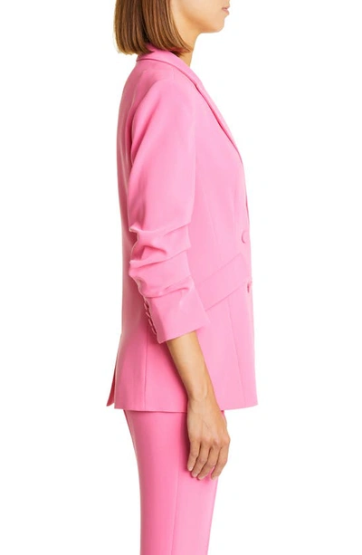 Shop Cinq À Sept Kris Ruched Sleeve Double Breatsed Blazer In Pink Azalea