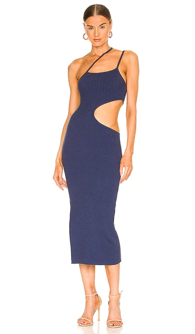 Shop H:ours Evelyne Cut Out Knit Dress In Navy