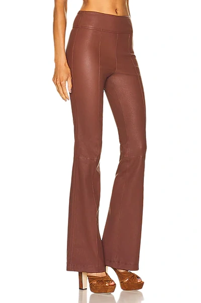 Shop Helmut Lang Leather Bootcut Pant In Cinnamon