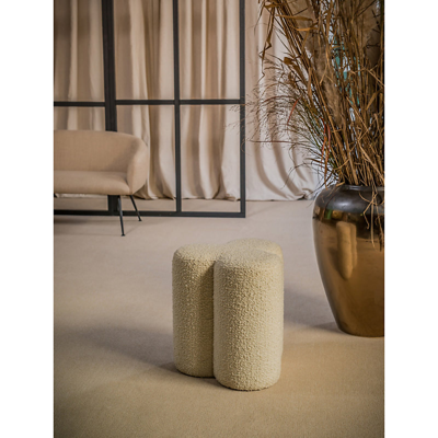 Pols Potten Clover Upholstered Bouclé Stool 45cm In Cream