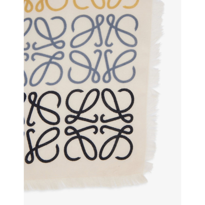 Shop Loewe Anagram-print Wool, Silk And Cashmere-blend Scarf In Multicolor Caramel