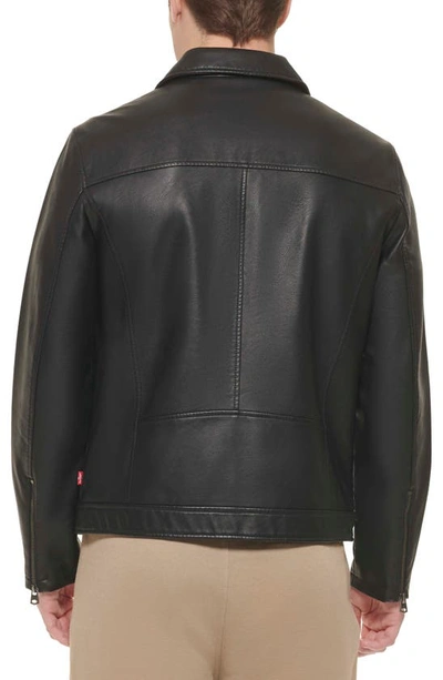 Shop Levi's Faux Leather Zip-up Jacket In Black