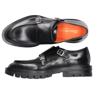 Shop Santoni Monk Shoes 59605 Calfskin In Black