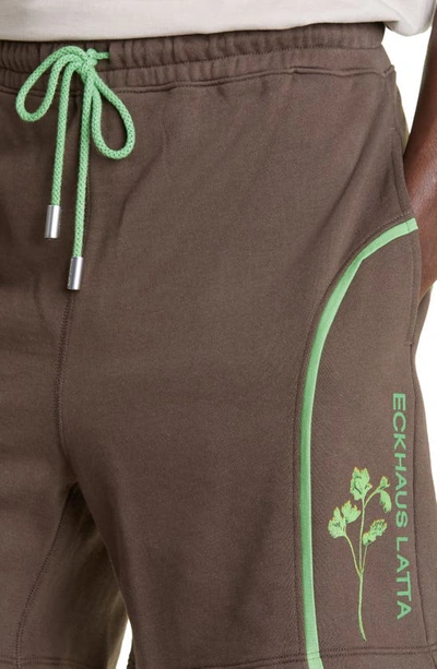 Shop Eckhaus Latta Embroidered Cotton Sweat Shorts In Garnish